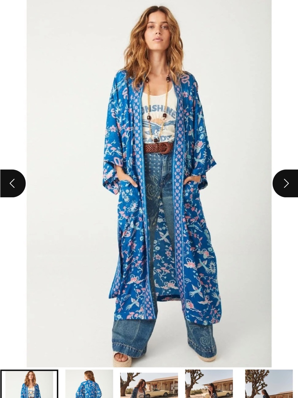 Spell Desert Bandita Kimono - Cobalt Blue - like New! - Sz S/M - Picture 7 of 9